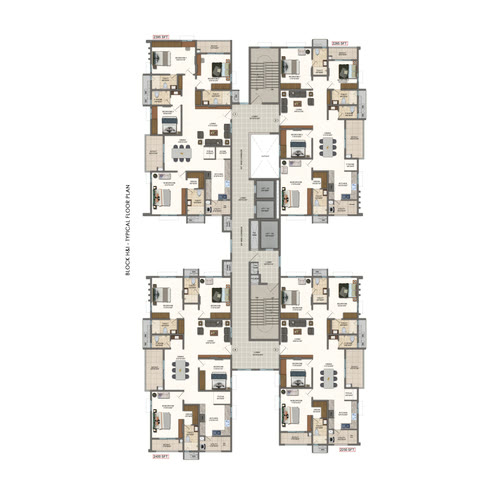 Pavani Mirabilia Floor Plan Block H & I - 4 BHK 2250-2400 Sqft Apartments in Whitefield