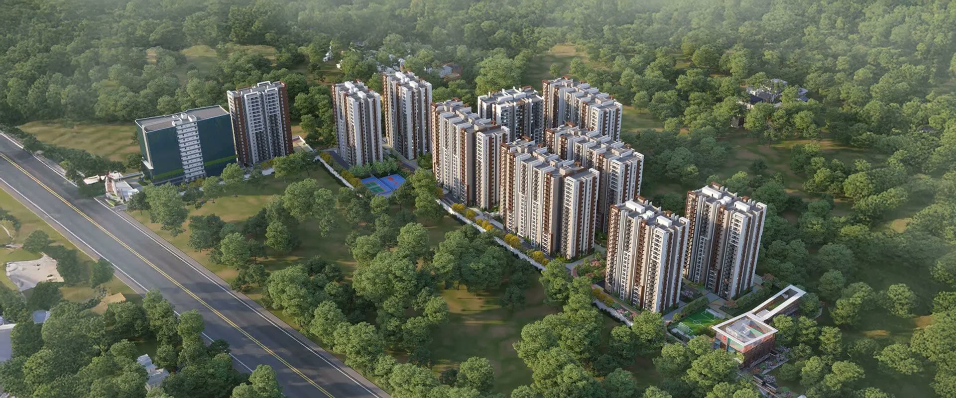 Pavani Mirabilia - Aerial View of 3 & 4 BHK Apartments in Seegehalli, Whitefield Bangalore